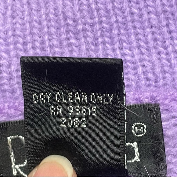 Angora Rabbit Hair/Lambswool Blend Lavender Sweater - Sz L - Picture 9 of 11